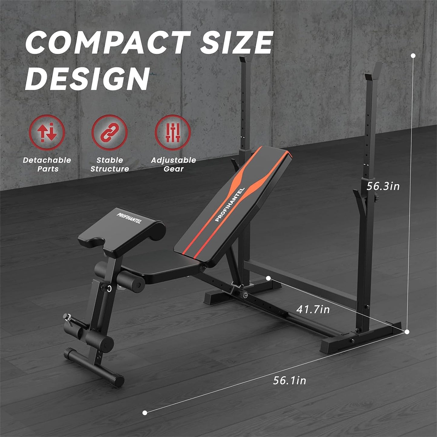 Workout Bench Bench Press Set with Preacher Curl Pad and Leg Developer Multi-Functional Home Gym 