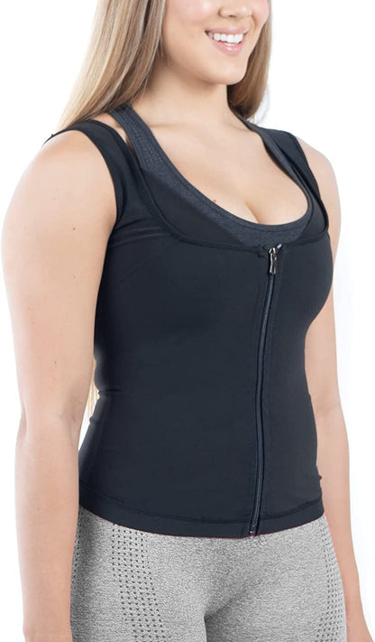 Women'S Zipper Heat Trapping Sweat Enhancing Polymer Vest