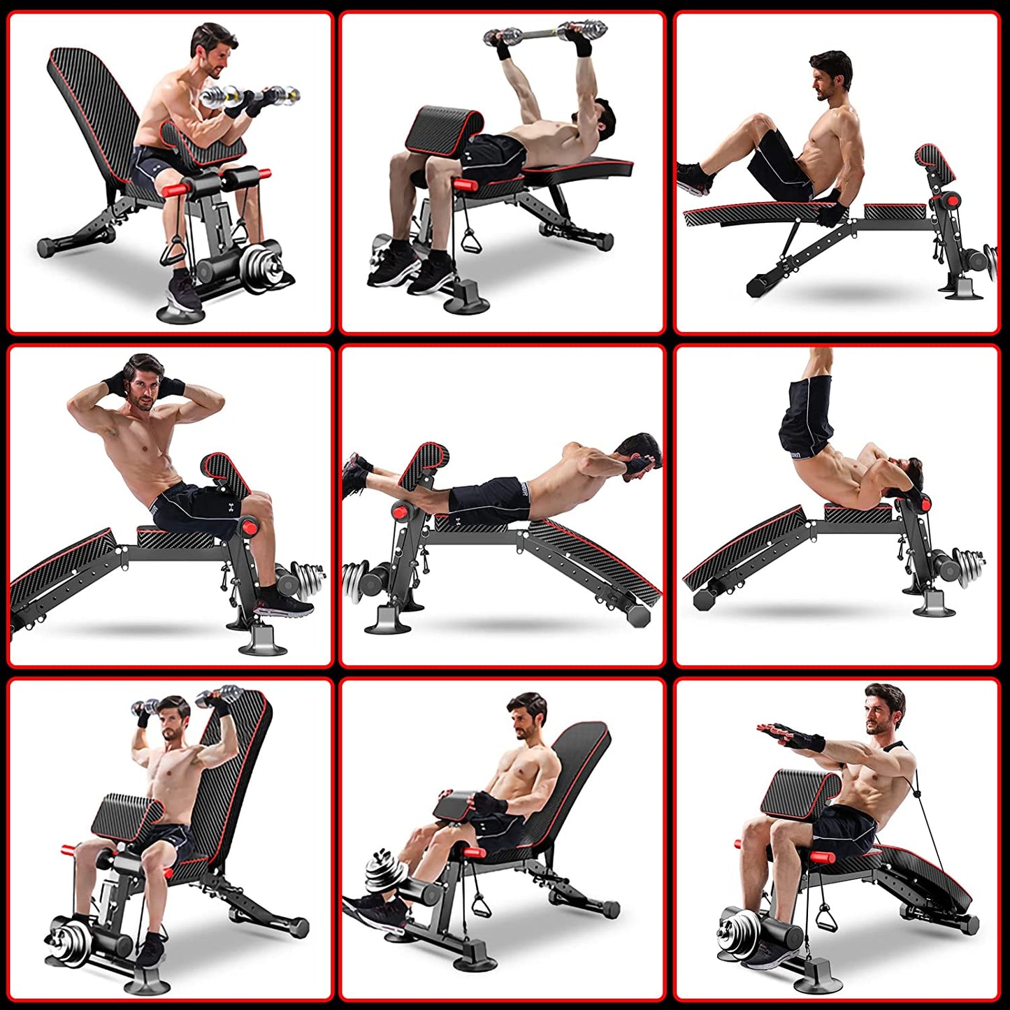 Weight Bench - Utility Weight Benches Full Body Workout Foldable Flat/Incline/Decline Exercise Multi