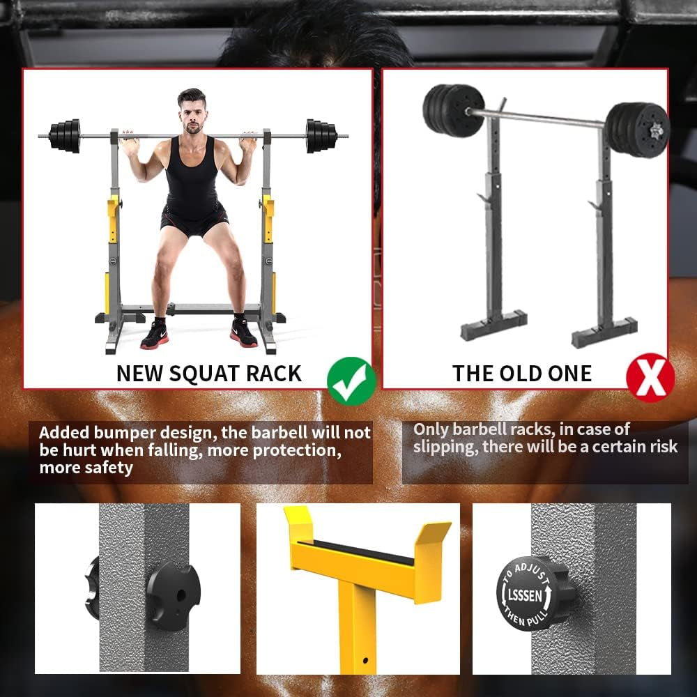 Squat Rack Multi-Function Barbell Rack Weight Lifting and Home Gym Fitness Workout Portable 