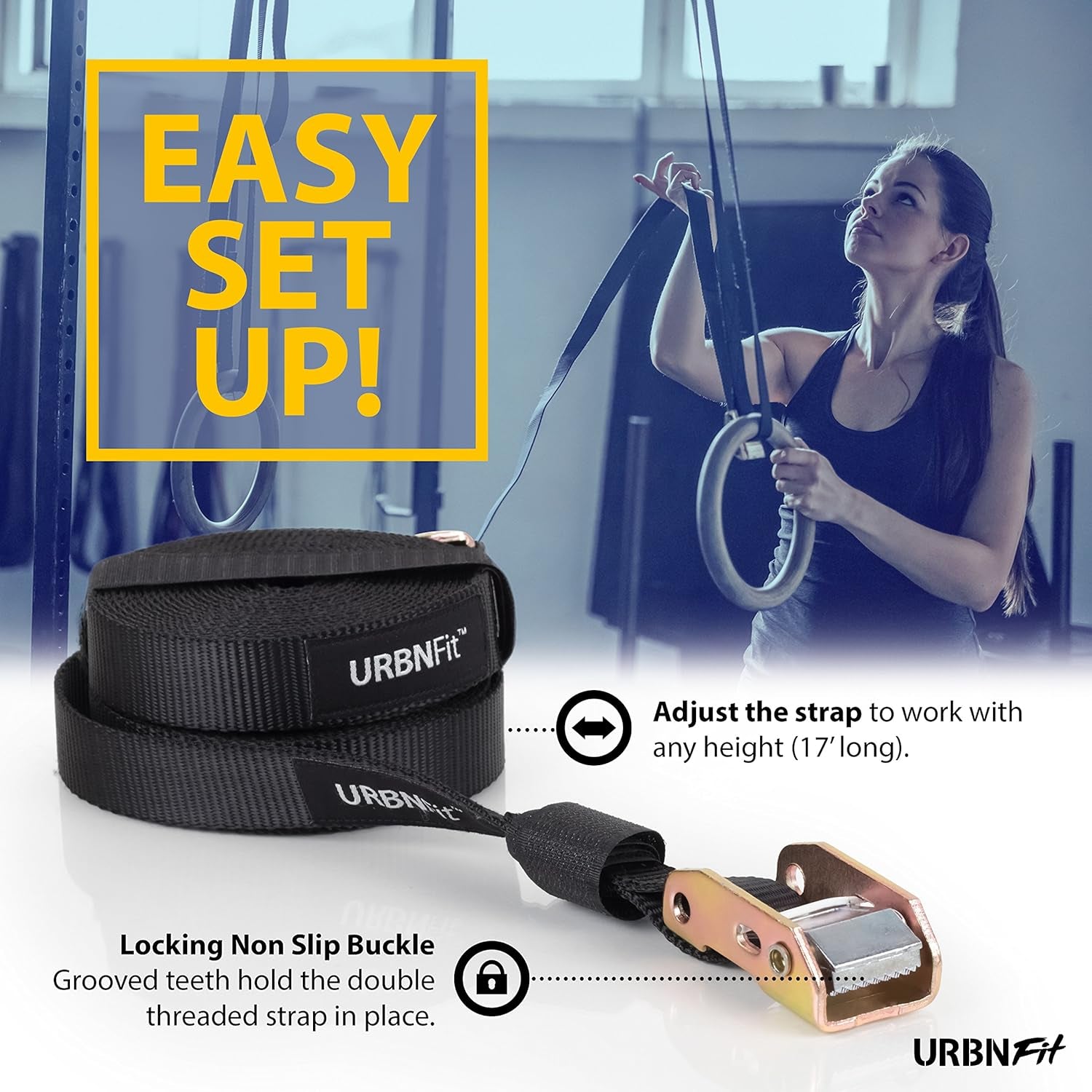  Bodyweight Workout and Strength Training Olympic Non-Slip Rings with Adjustable Straps Crossfit