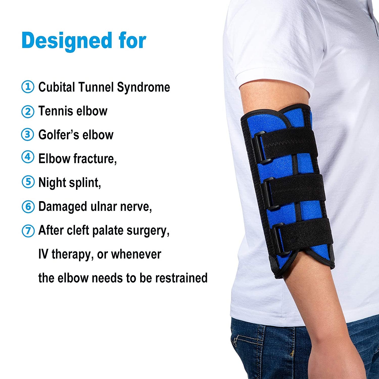 Night Splint Support Cubital Tunnel Syndromean Ulnar Nerve Stabilizer Brace Fix Elbow