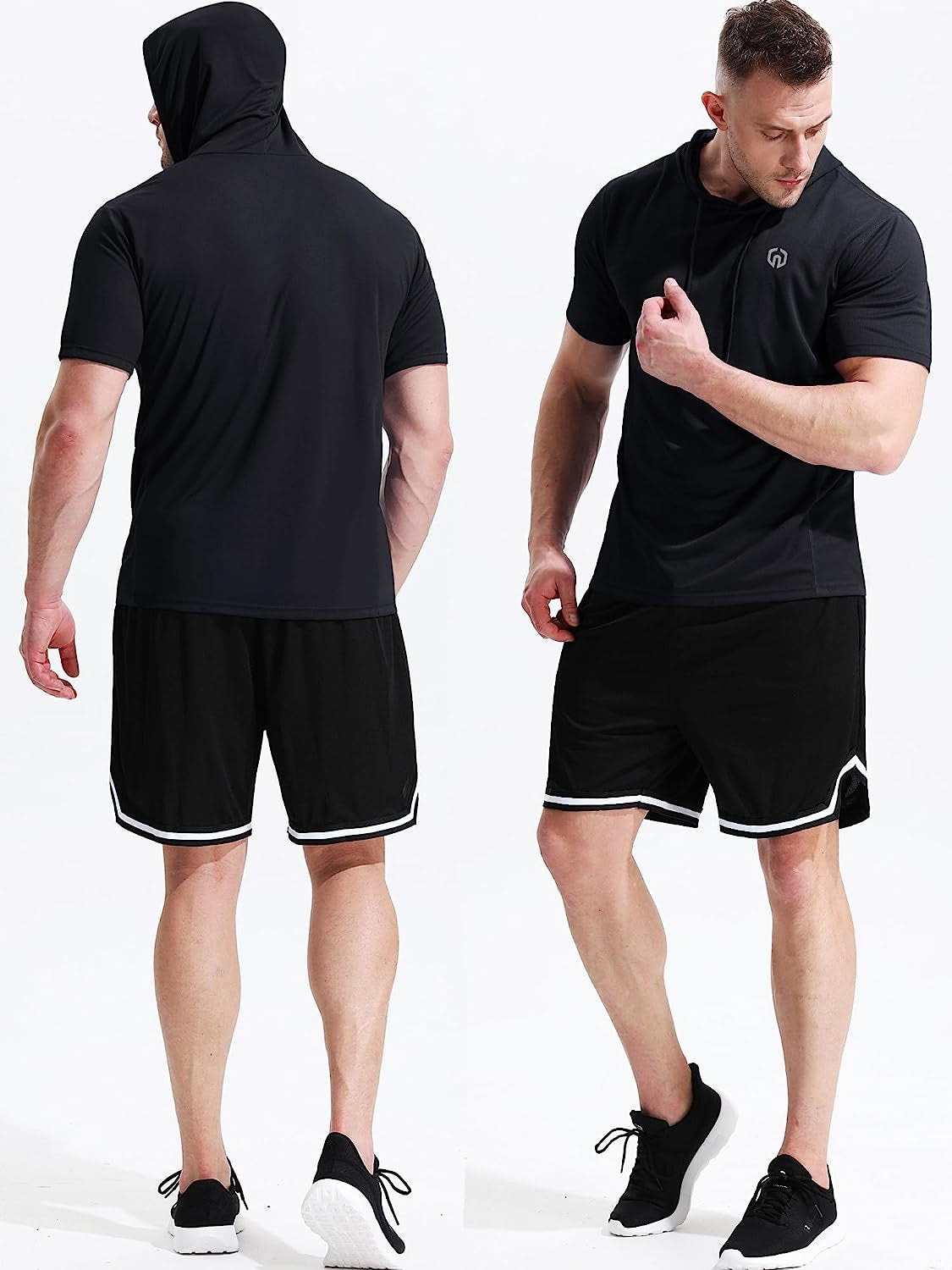 Men'S 3 Pack Running Shirt Mesh Workout Athletic Shirts with Hoods