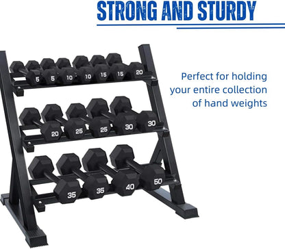 3 Tier Dumbbell Rack Home Gym and Commecial Gym Stand Only Heavy-Duty Multi Level Weight 