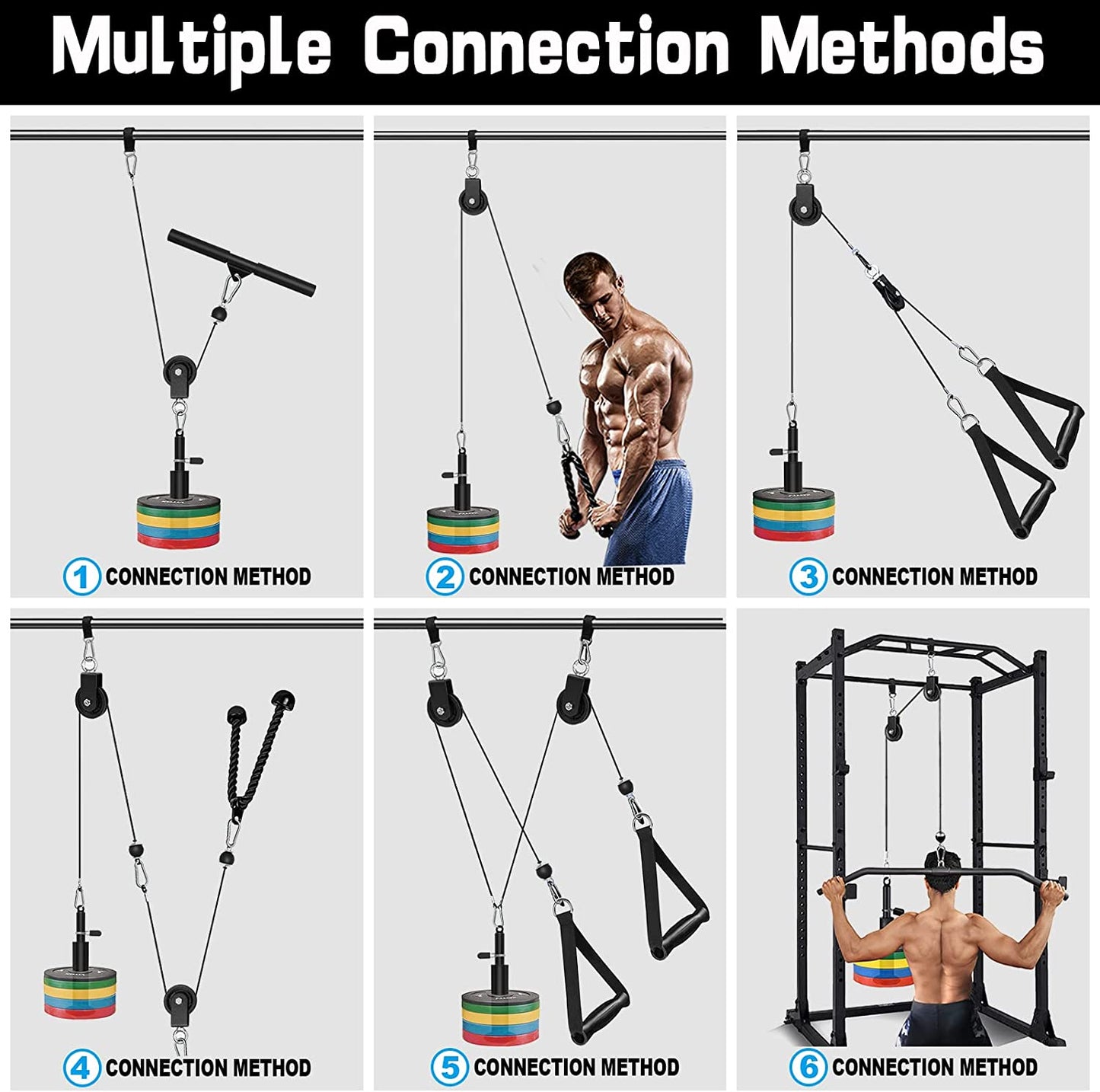 Weight Cable Pulley System Gym Upgraded Cable Pulley Attachments LAT Pull Down Biceps Curl Tricep