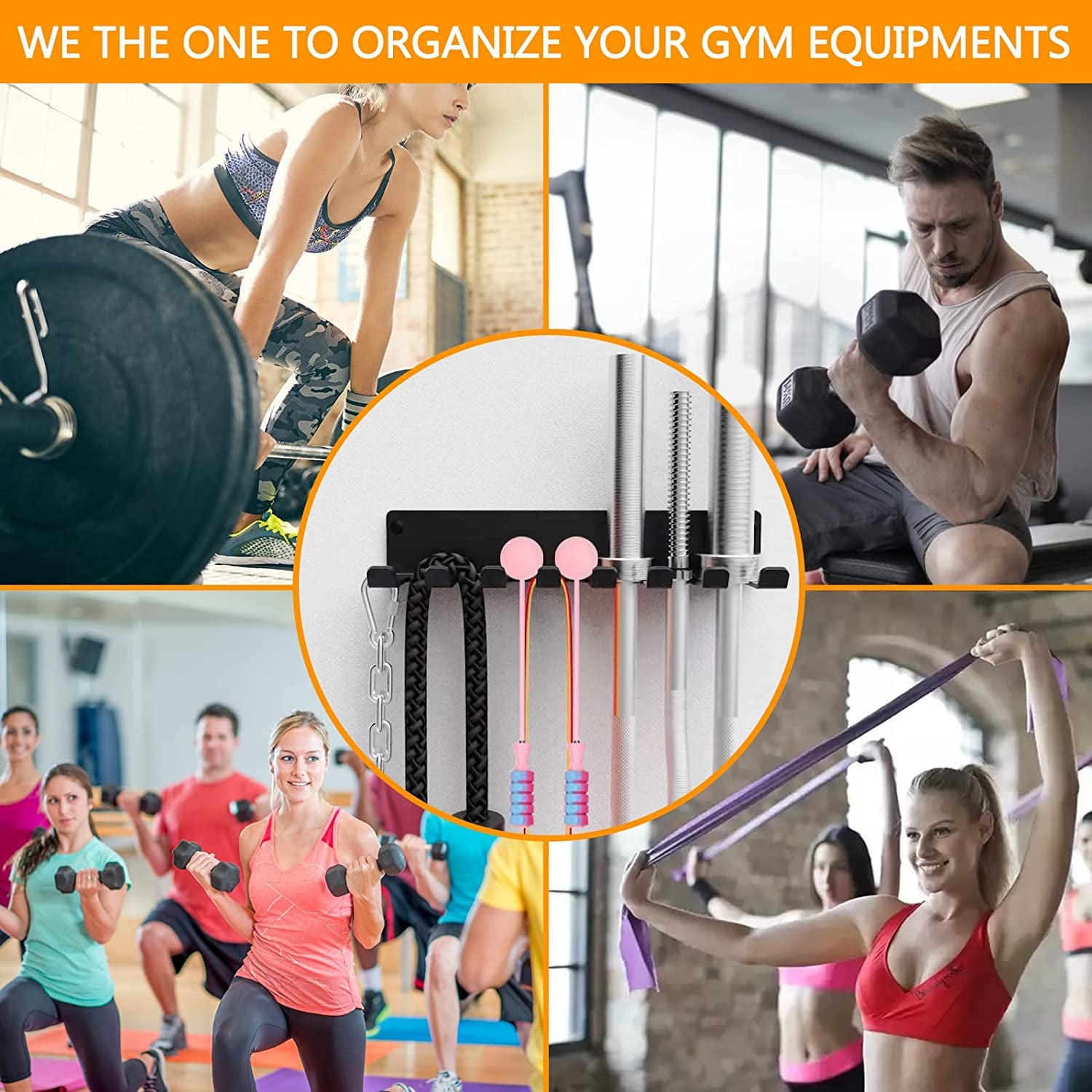 Gym Rack Organizer Home Gym Accessories Hanger Wall Mount Hooks Olympic Barbells