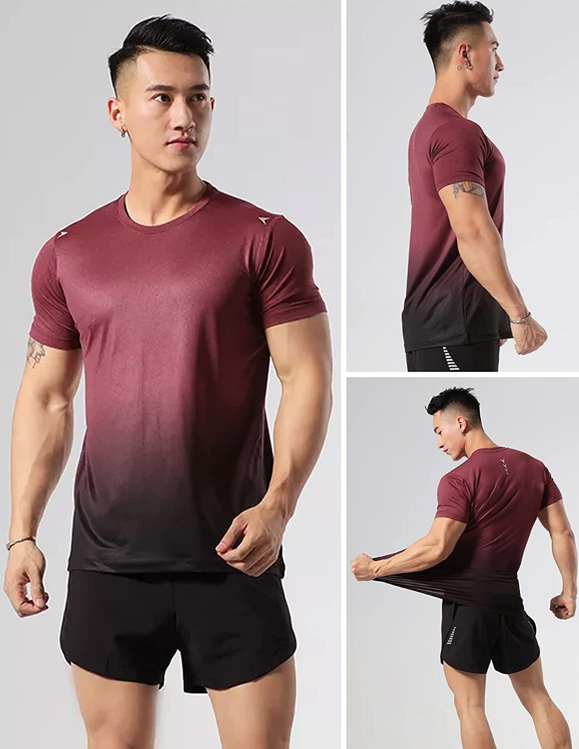 5 Pack Men’S Active Quick Dry Crew Neck T Shirts Running Gym Workout Short Sleeve Tee Tops Bulk