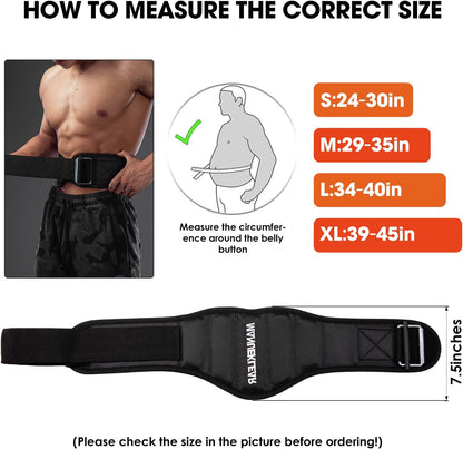 Gym Weight Lifting Belt Weight Lifting Workout Weightlifting Powerlifting Belt Men Women 7.5Inch