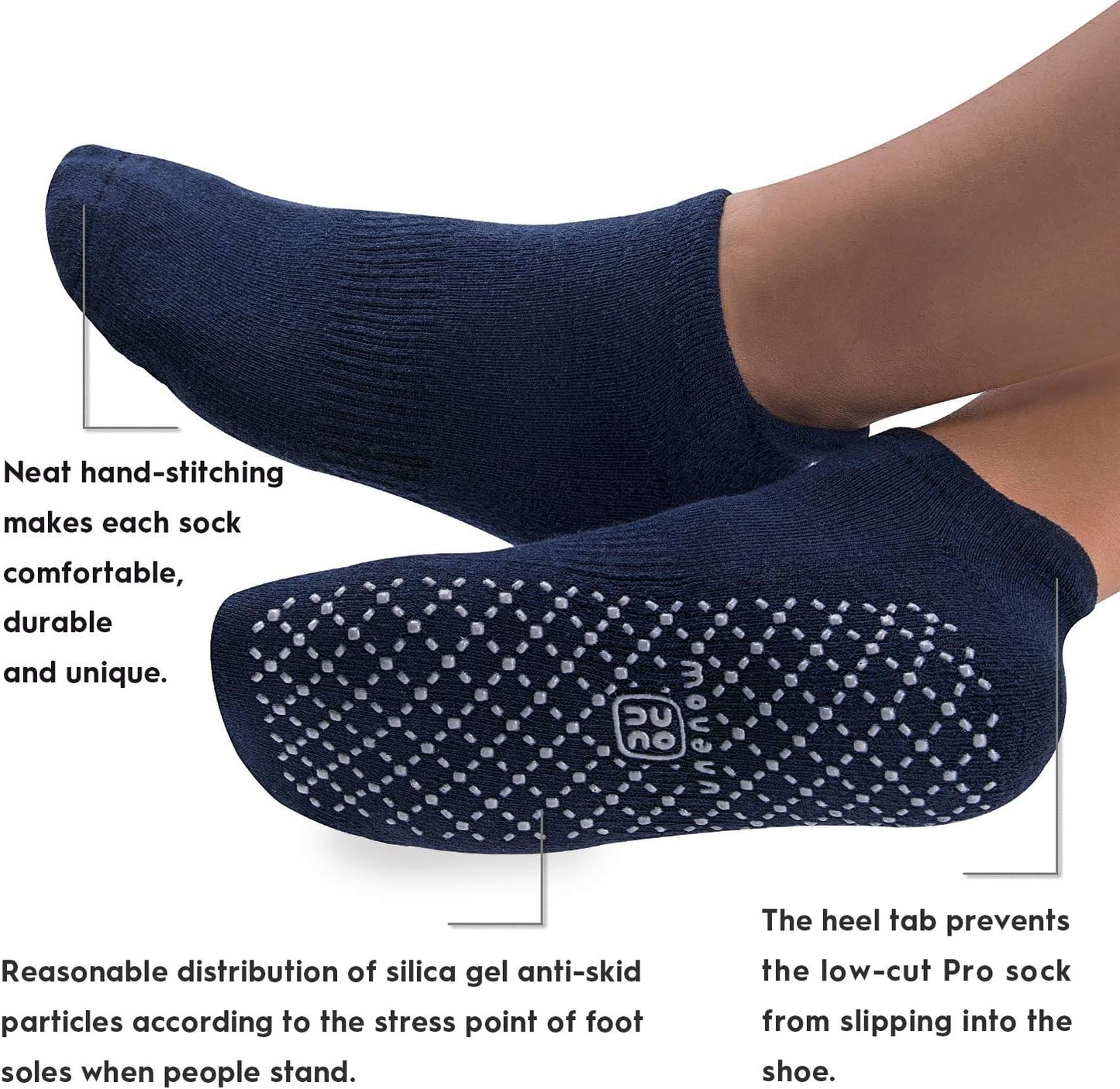 Unisex Non Slip Grip Socks with Cushion Yoga Pilates Barre Home & Hospital