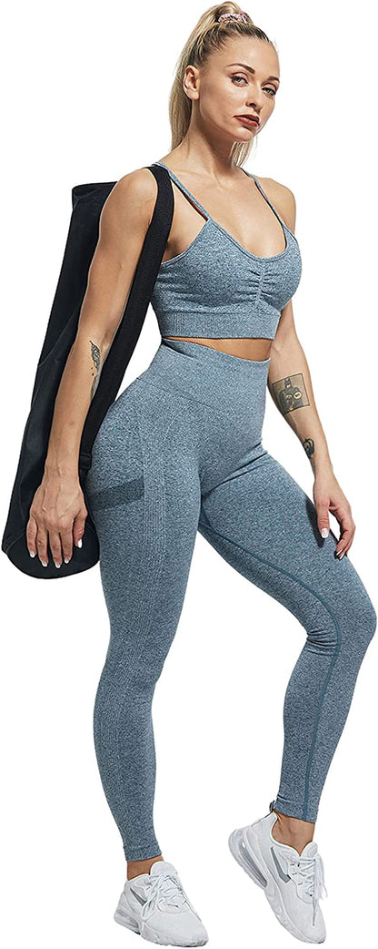 3 Piece Butt Lifting Leggings Women Gym Workout Scrunch Butt Seamless Yoga Leggings