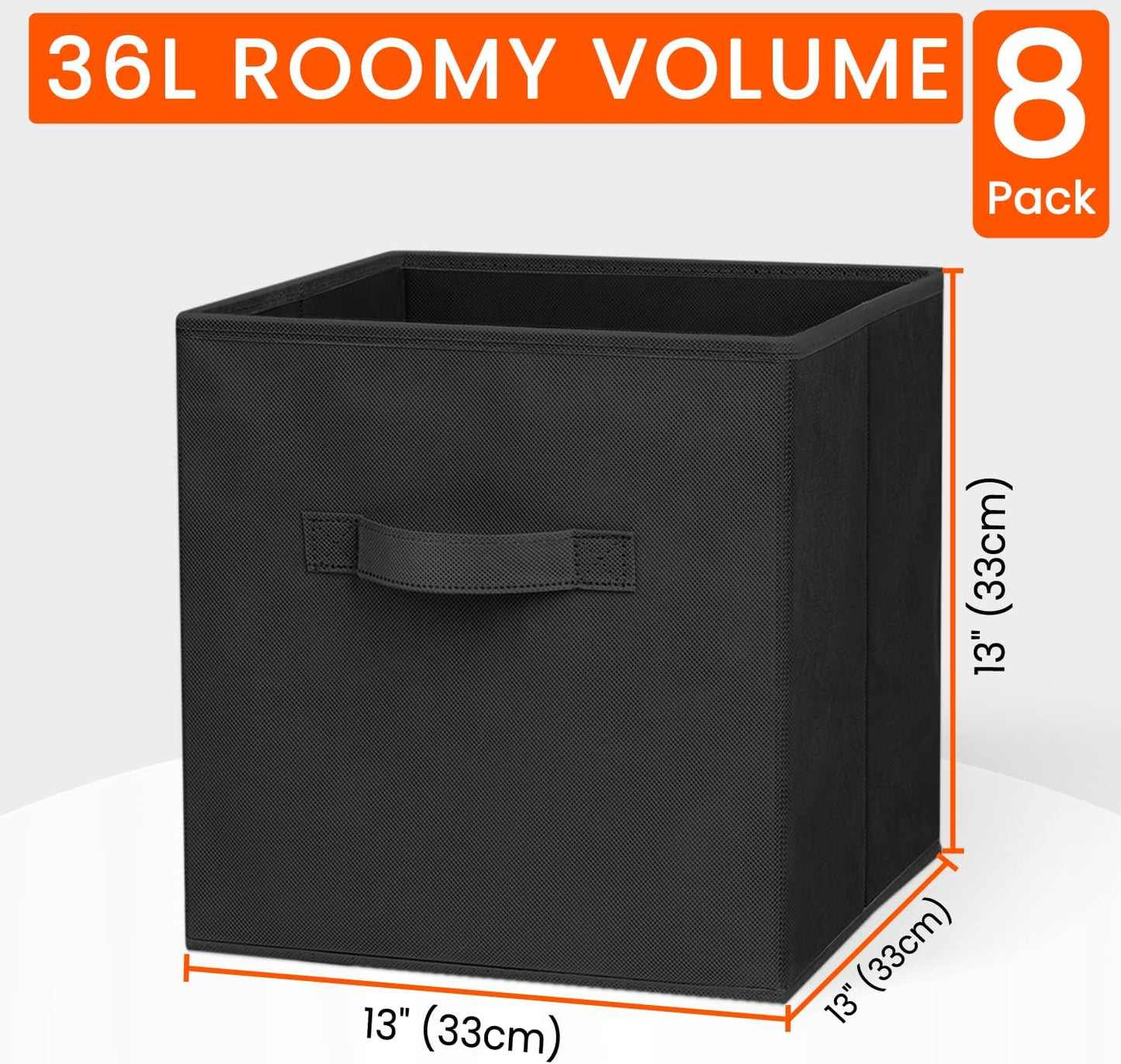 13X13 Large Cube Storage Bins Set of 8 Fabric Collapsible Clothes Storage Bins with Dual Handles