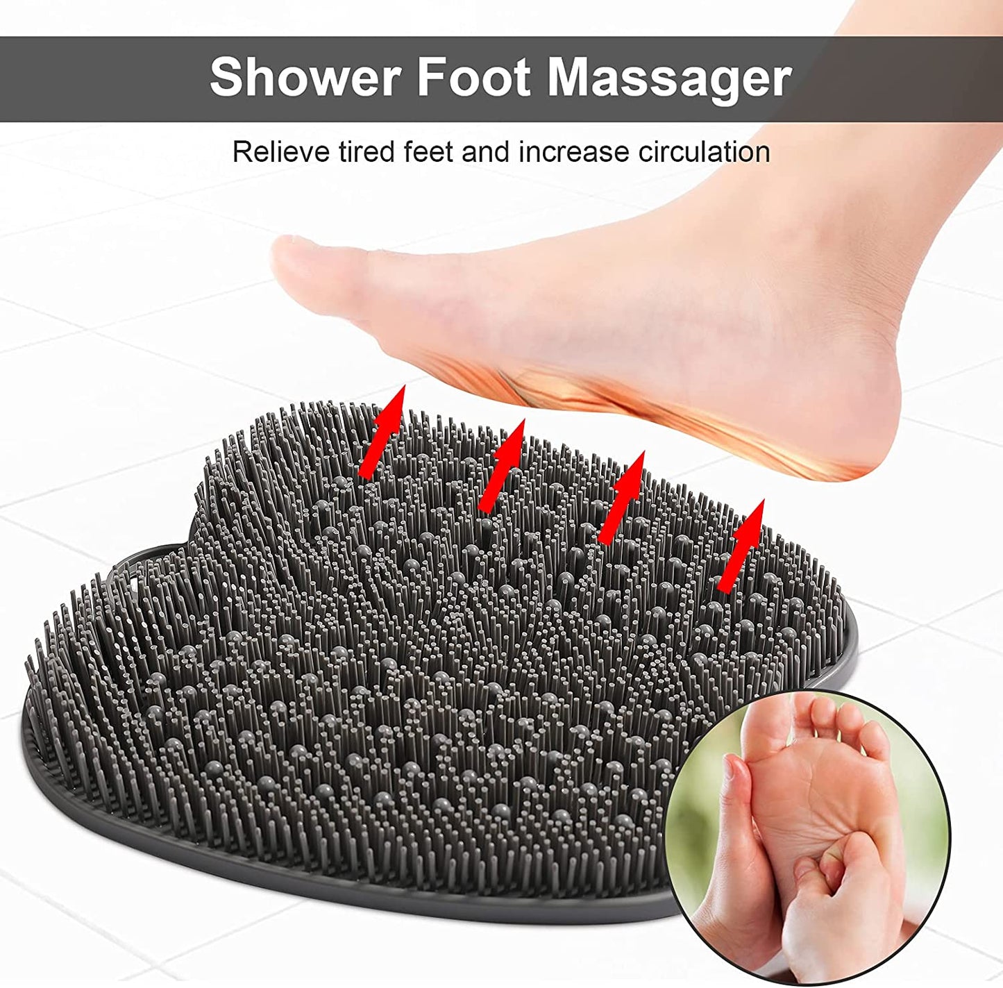 Size Large Shower Foot Scrubber Mat Clean Exfoliatio Massages Your Feet without Bending Foot 