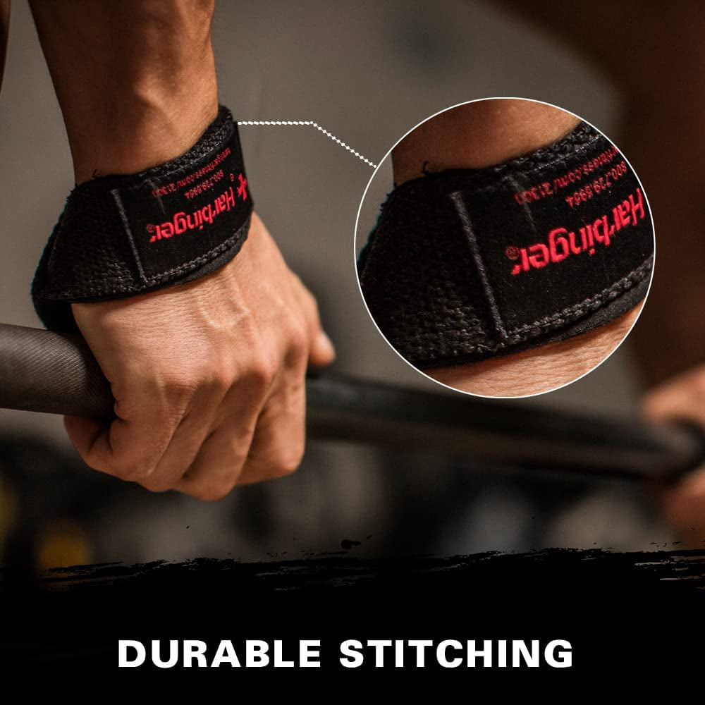 Harbinger Padded Cotton Lifting Straps with Neotek Cushioned Wrist (Pair)