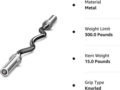 Olympic Barbell Curl Bar Bar Strength Training Bar Threaded Chrome Barbell Bar Weightliftin Hip 