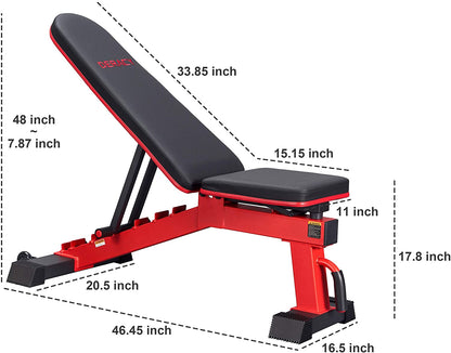 Adjustable Weight Bench Full Body Workout Incline and Decline Weight Bench Indoor Workout Home Gym