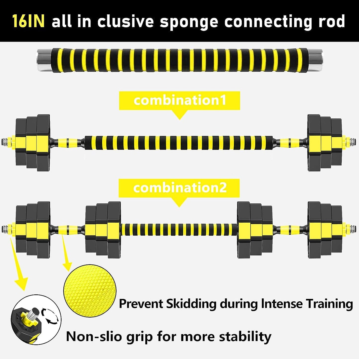 Weights Dumbbells Set,Non-Rolling Adjustable Dumbbell/Barbell Set Free Weights Dumbbells