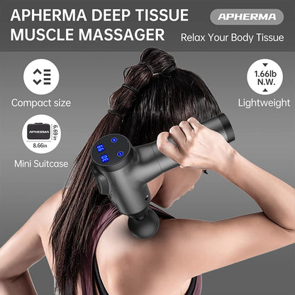 Muscle Massage Gun Athletes Handheld Deep Tissue Massager Tool 30 Speed Levels 9 Heads