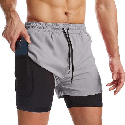 Mens 2 in 1 Running Shorts Quick Dry Athletic Shorts with Liner Workout Shorts with Zip Pockets 