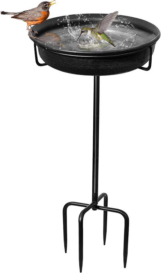 28In Freestanding Birdbaths Bowl Outdoor Free Standing Garden Bird Bath Bird Feeder Bowl with Metal 