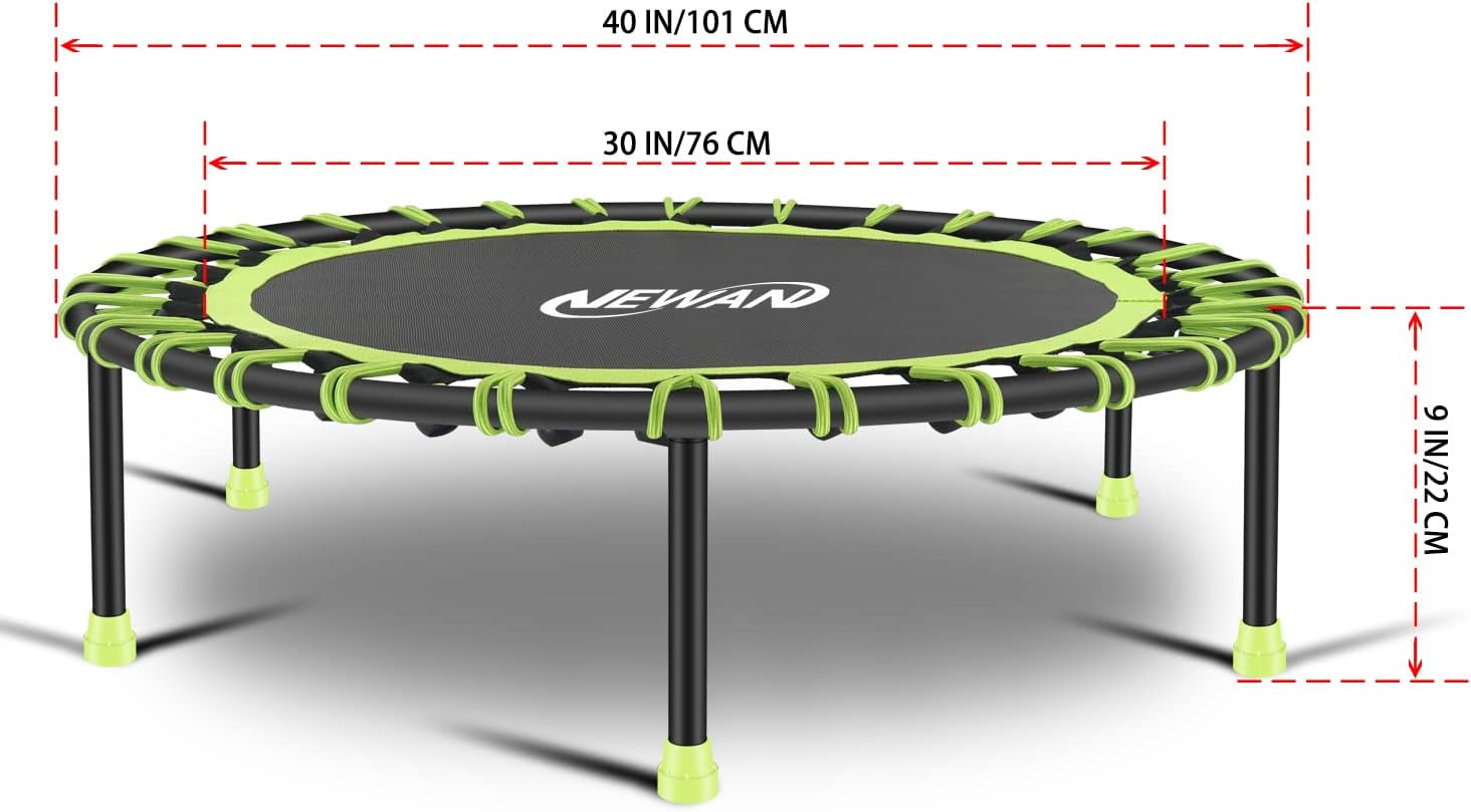 Silent Mini Trampoline Fitness Trampoline Bungee Rebounder Jumping Cardio Trainer Workout Adults-Max