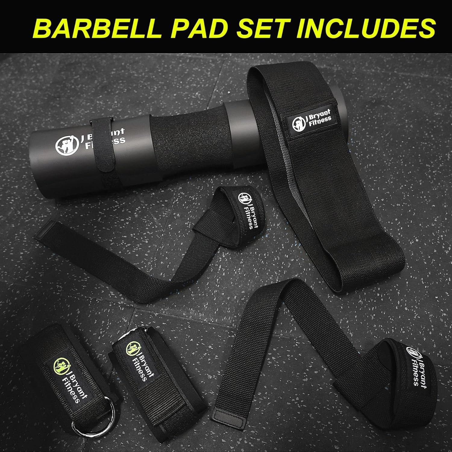 Bryant Barbell Pad Set with 2 Ankle Straps Cable Machines Hip Resistance Band Weight Lifting 