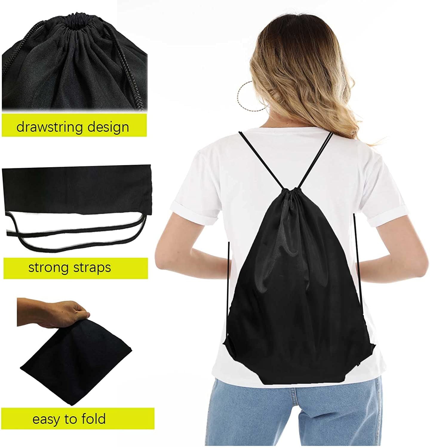 100 Pieces Drawstring Backpack Bulk Draw String Gym Bags Cinch Sack Nylon String Sport Backpack 