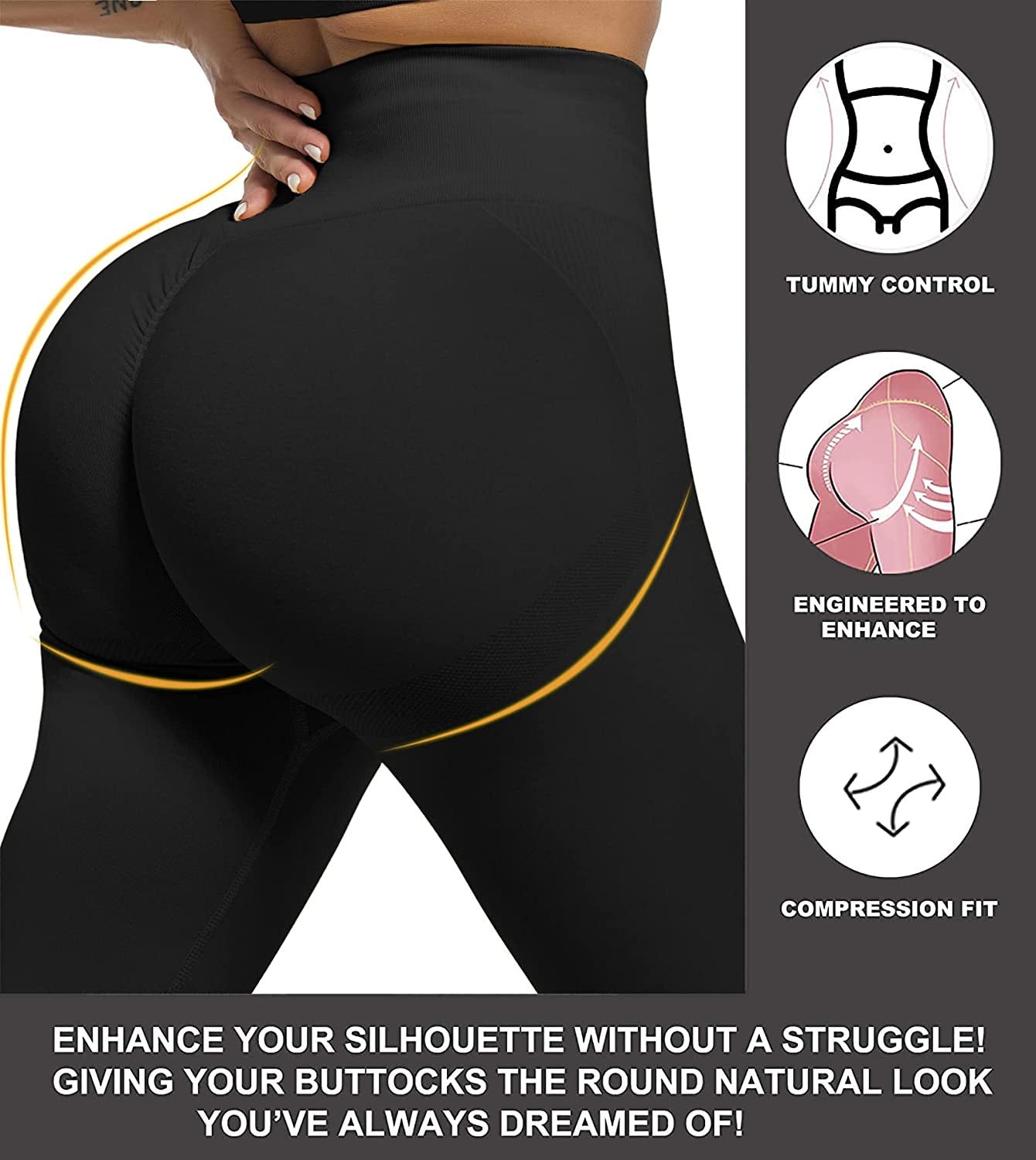 3 Piece Butt Lifting Leggings Women Gym Workout Scrunch Butt Seamless Yoga Leggings