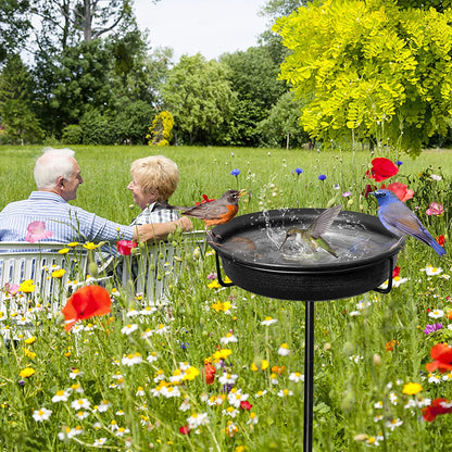 28In Freestanding Birdbaths Bowl Outdoor Free Standing Garden Bird Bath Bird Feeder Bowl with Metal 