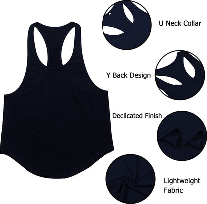 3 Pack Gym Workout Tank Tops Y-Back Muscle Tee Stringer Bodybuilding Sleeveless T-Shirts