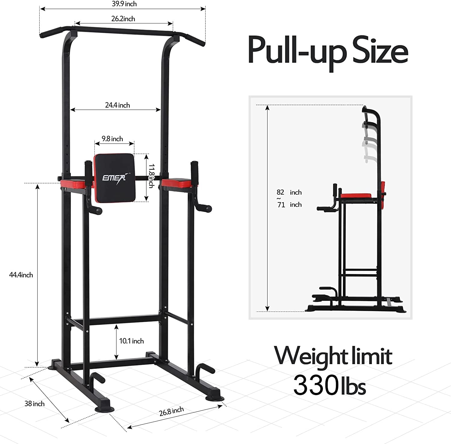 Power Tower Pull up Bar Workout Dip Station,Multi-Function Home Gym Strength Training Equipment