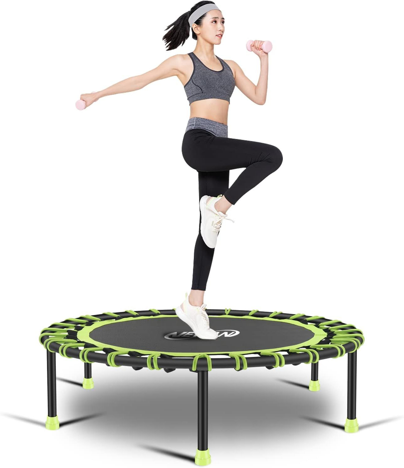 Silent Mini Trampoline Fitness Trampoline Bungee Rebounder Jumping Cardio Trainer Workout Adults-Max