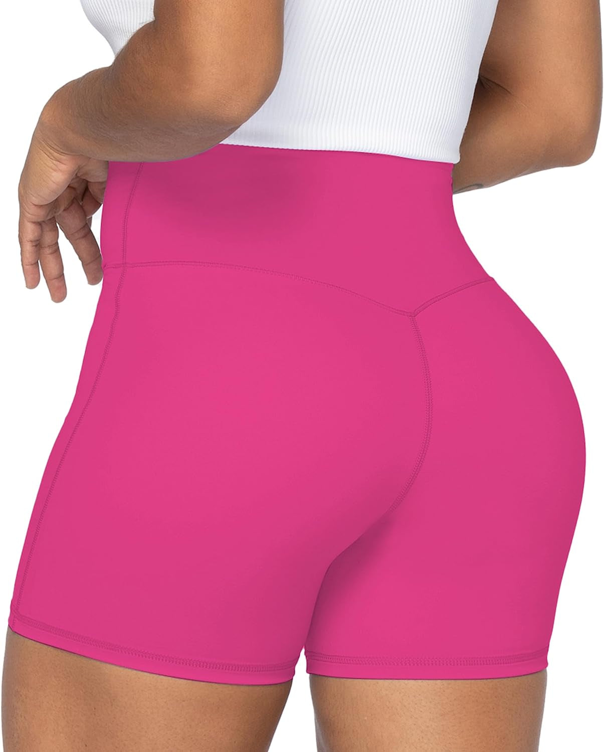 Nunaked Crossover Biker Shorts Women No Front Seam V High Waist Yoga Workout Gym Shorts