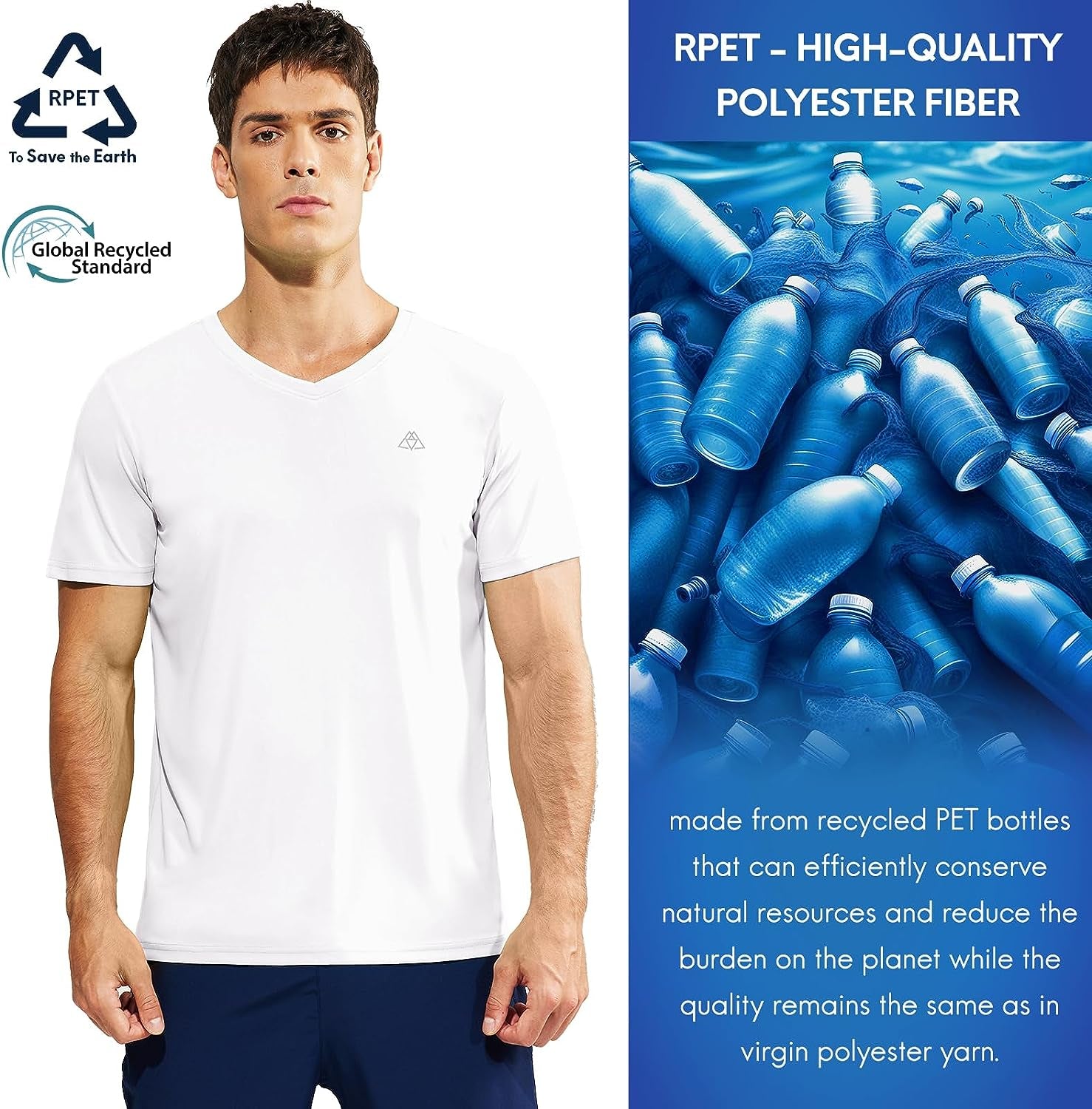 Men V Neck Athletic Shirts Lightweight Gym Workout Running Short Sleeve Tee Shirts Moisture Wicking