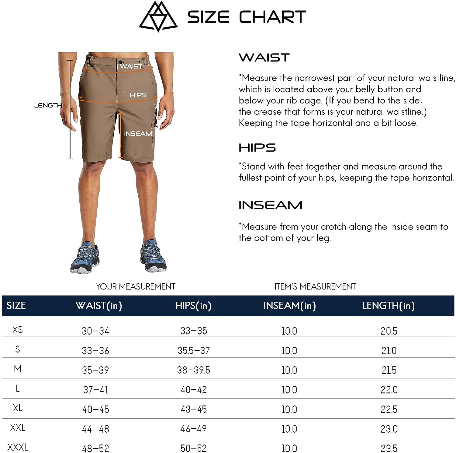 Hiking Cargo Shorts with Zipper Pockets Water Resistant Quick Dry Nylon Camping Climbing Travel