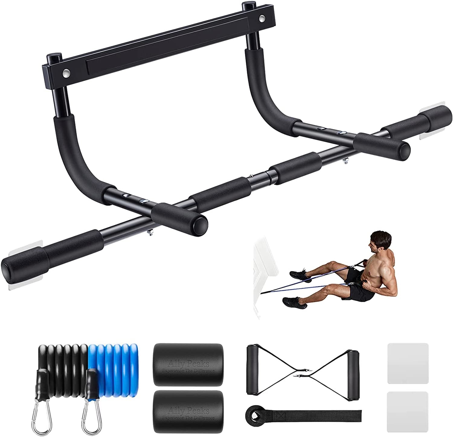 Pull up Bar Doorway Thickened Steel Max Limit 440 Lbs Upper Body Fitness Workout Bar