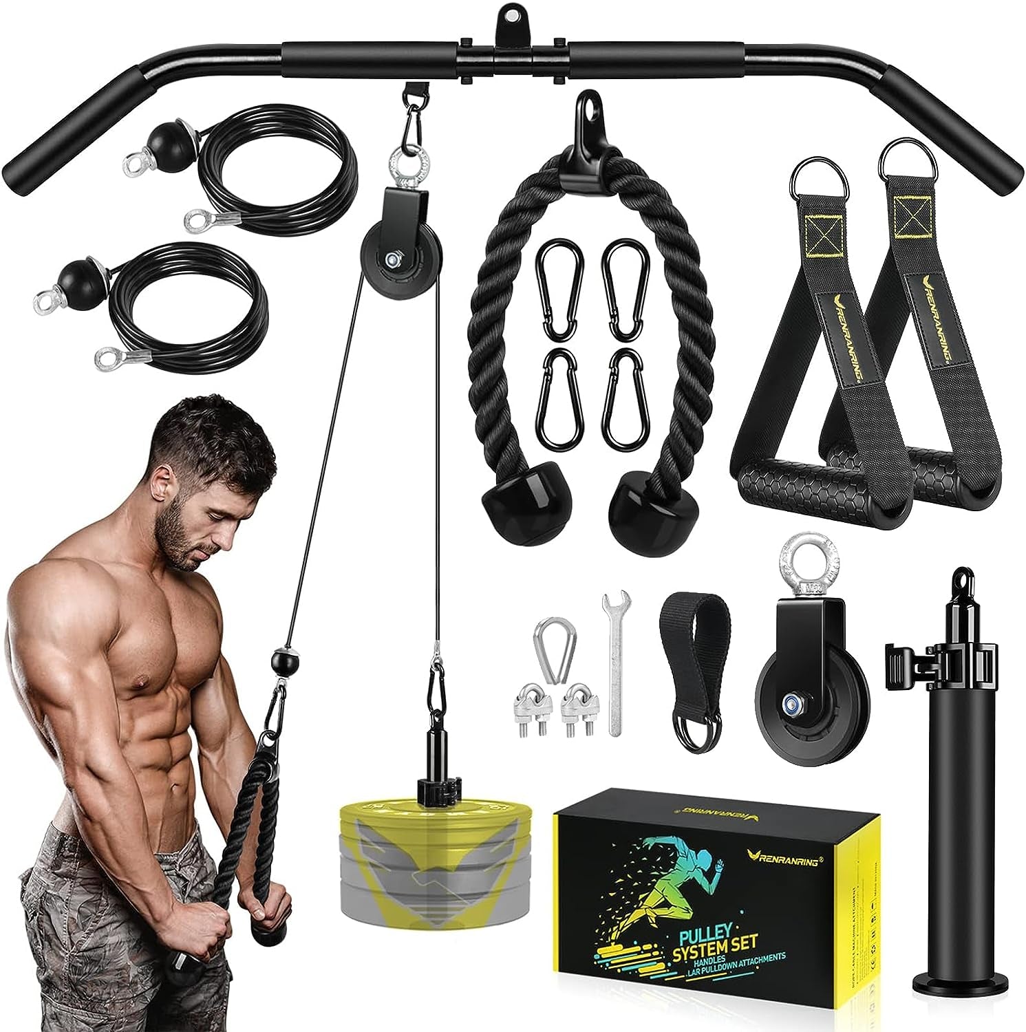  Lift Pulley System Gym Upgraded LAT Pull down Cable Machine Attachments Loading Pin Handle