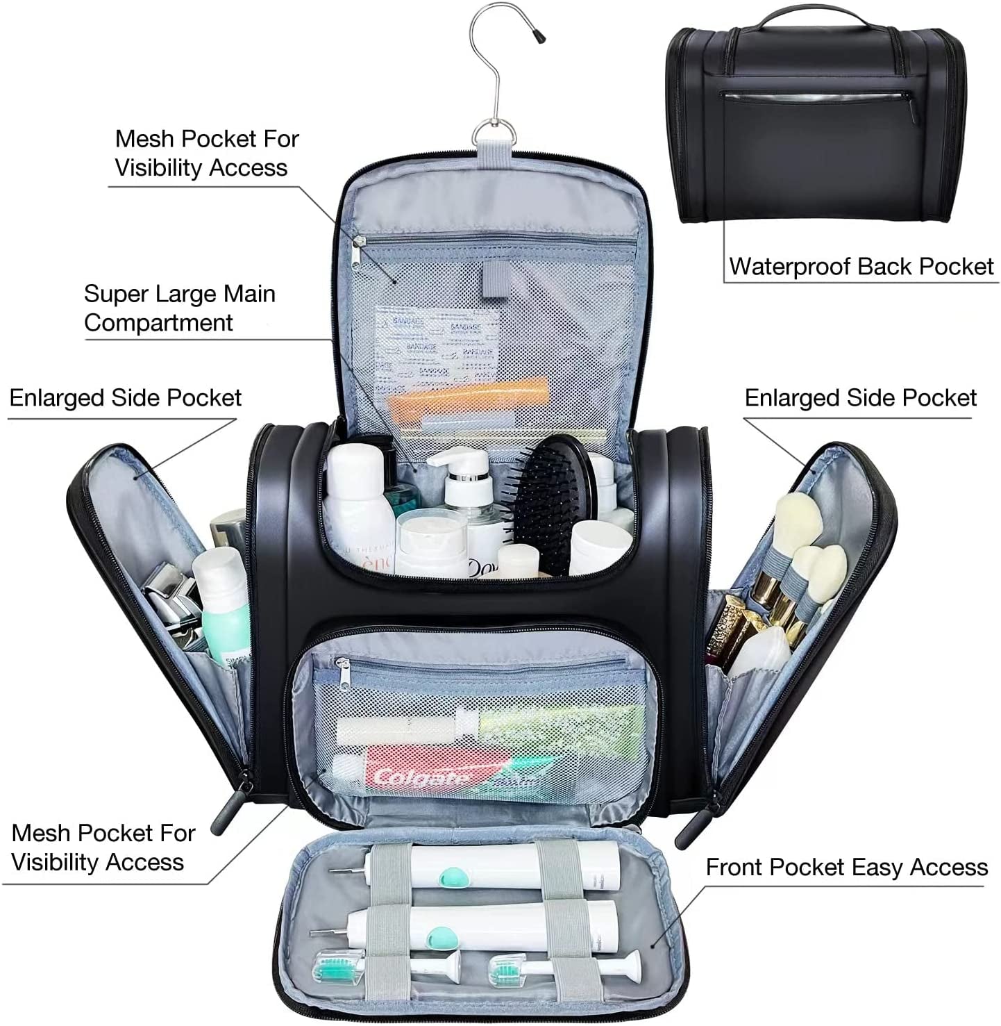 Large Toiletry Bag Hanging Travel Toiletry Bag for Men and Women  Water Resistant Makeup Cosmetic 