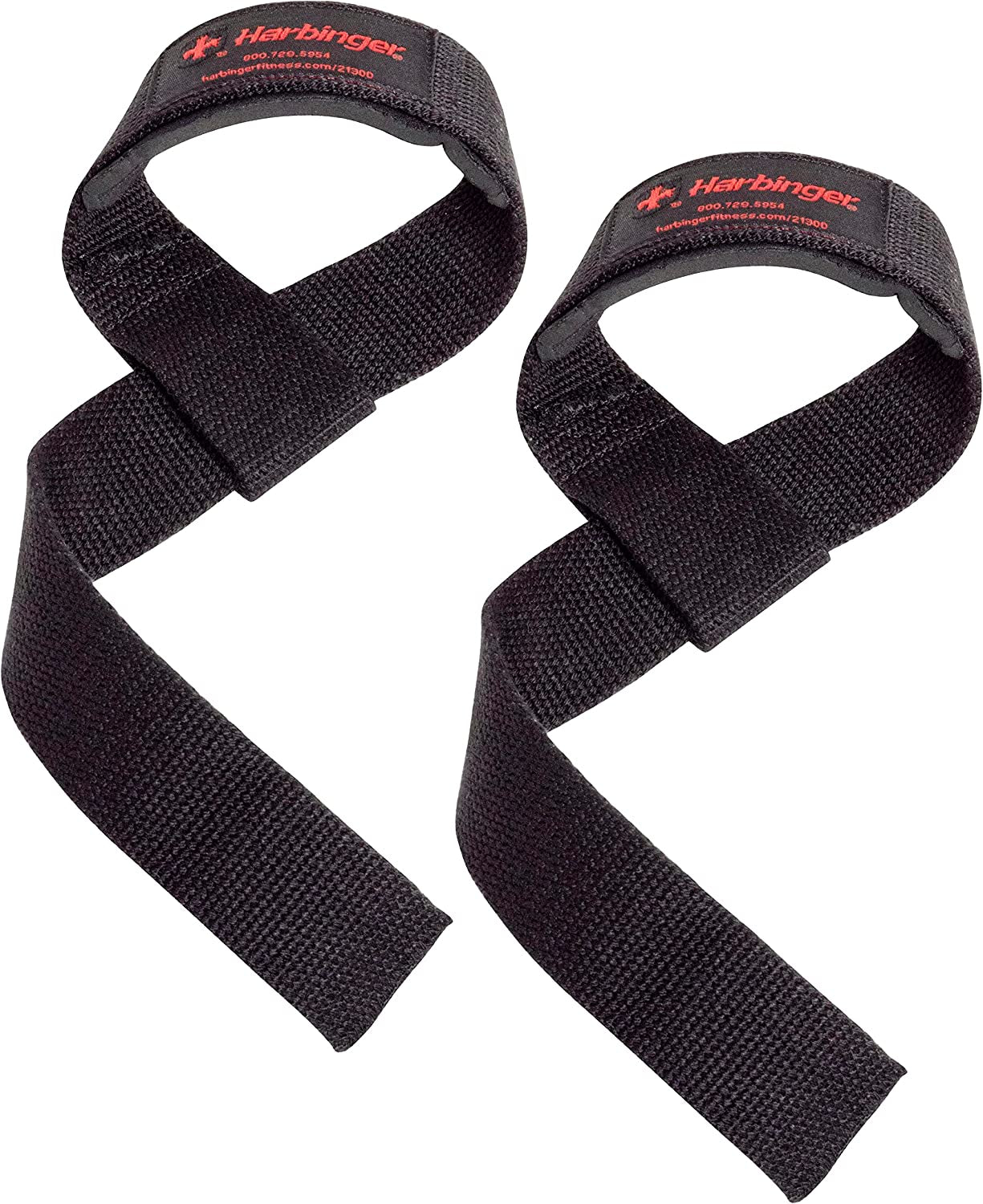 Harbinger Padded Cotton Lifting Straps with Neotek Cushioned Wrist (Pair)