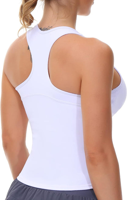 Womens' Racerback Workout Tank Tops with Built in Bra Sleeveless Slim Fit