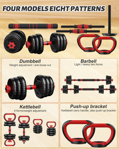 Adjustable Dumbbell Set Free Weights Set with Connector  4 In1 Weights Dumbbells Set Used as Barbell