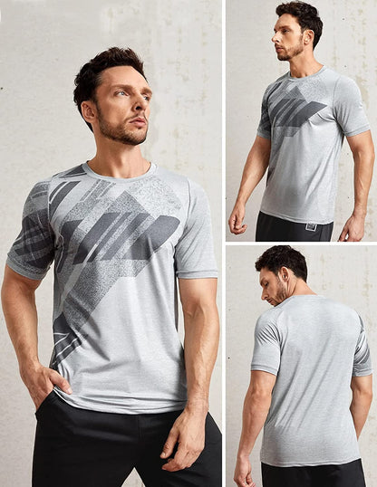 5 Pack Men’S Active Quick Dry Crew Neck T Shirts Running Gym Workout Short Sleeve Tee Tops Bulk