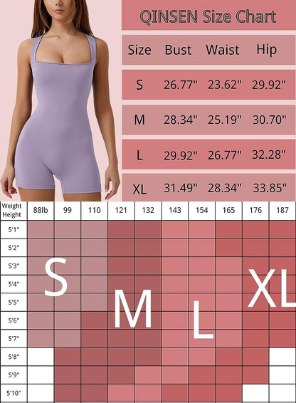 Womens Strappy Square Neck Tank Top Tummy Control Bodycon Stretch Shorts Jumpsuit Rompers