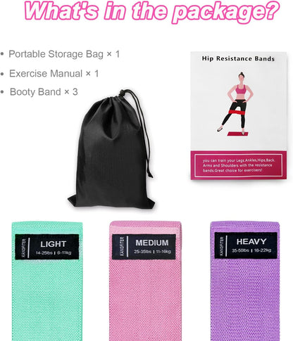 Fabric Resistance Bands Working Out 3 Level Non-Slip Booty Bands Women and Men Loop Exercise Bands