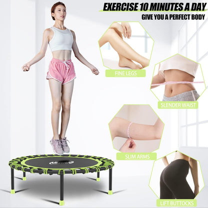 Silent Mini Trampoline Fitness Trampoline Bungee Rebounder Jumping Cardio Trainer Workout Adults-Max