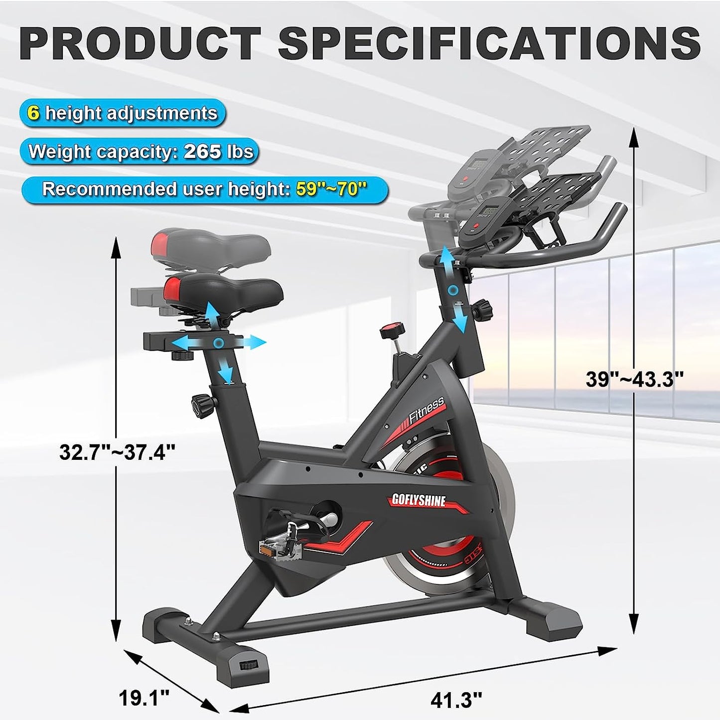 Bikes Stationary,Exercise Bike Home Indoor Cycling Bike Home Cardio Gym Workout Bike with Ipad 