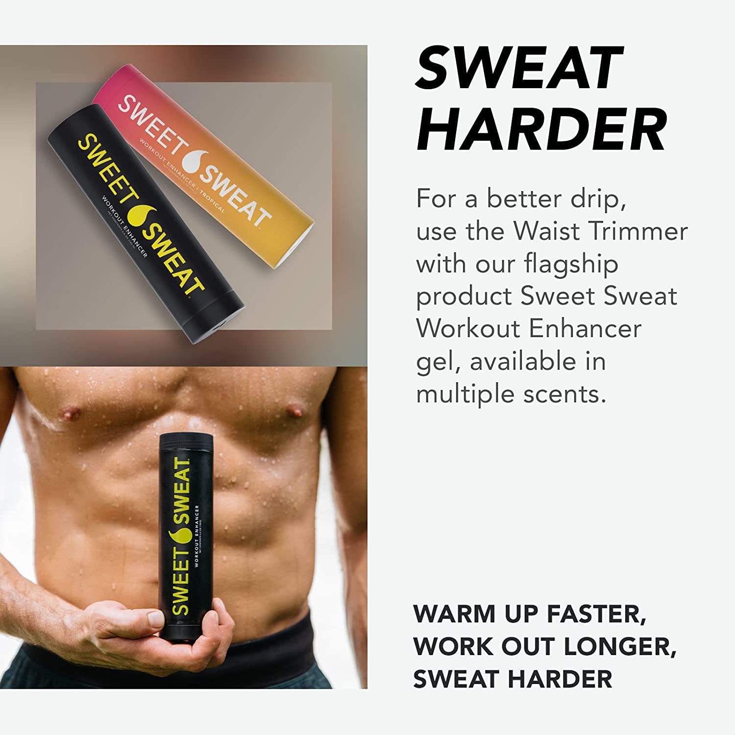 Sweet Sweat Waist Trimmer Women and Men  Sweat Band Waist Trainer High-Intensity