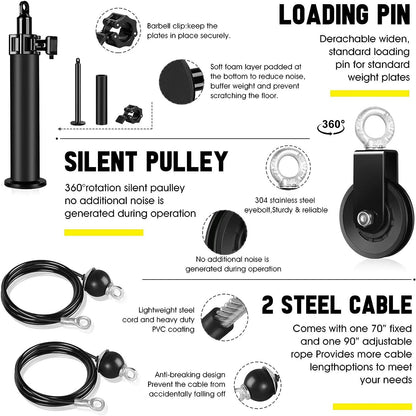  Lift Pulley System Gym Upgraded LAT Pull down Cable Machine Attachments Loading Pin Handle