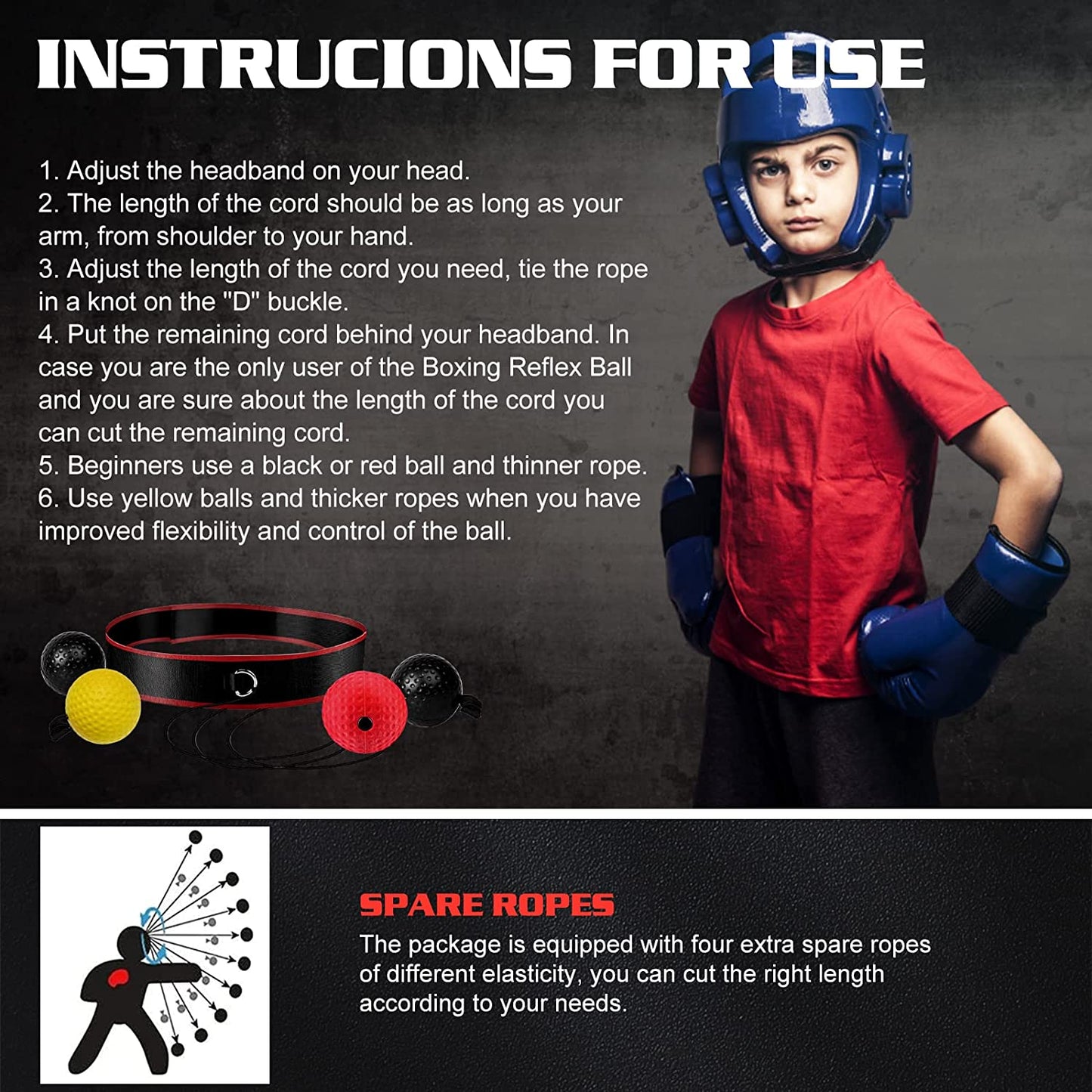 Boxing Reflex Ball Headband Set Boxing Equipment Include 4 Different Ball and 2 Adjustable 