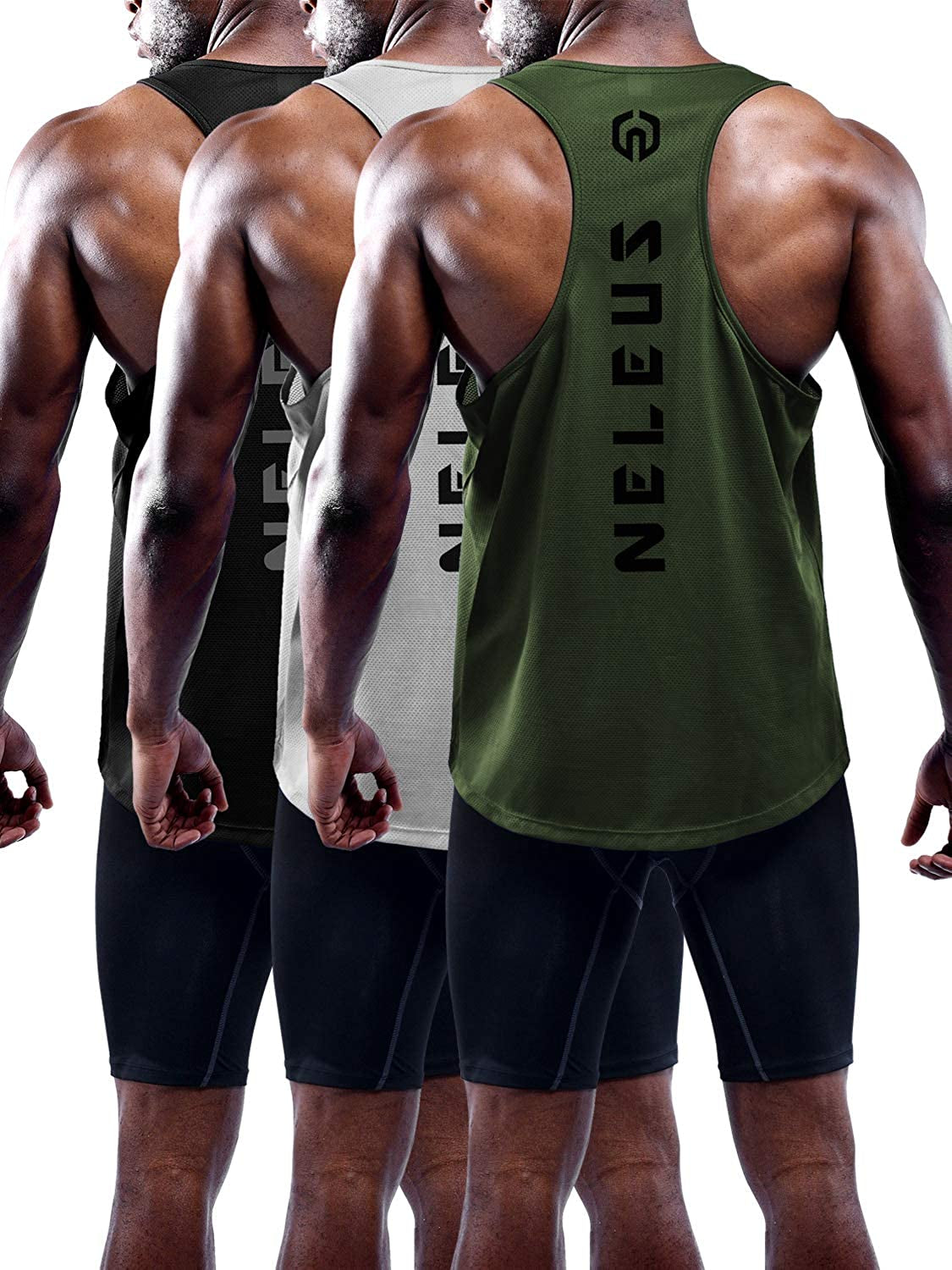 Men'S 3 Pack Dry Fit Y-Back Muscle Tank Top