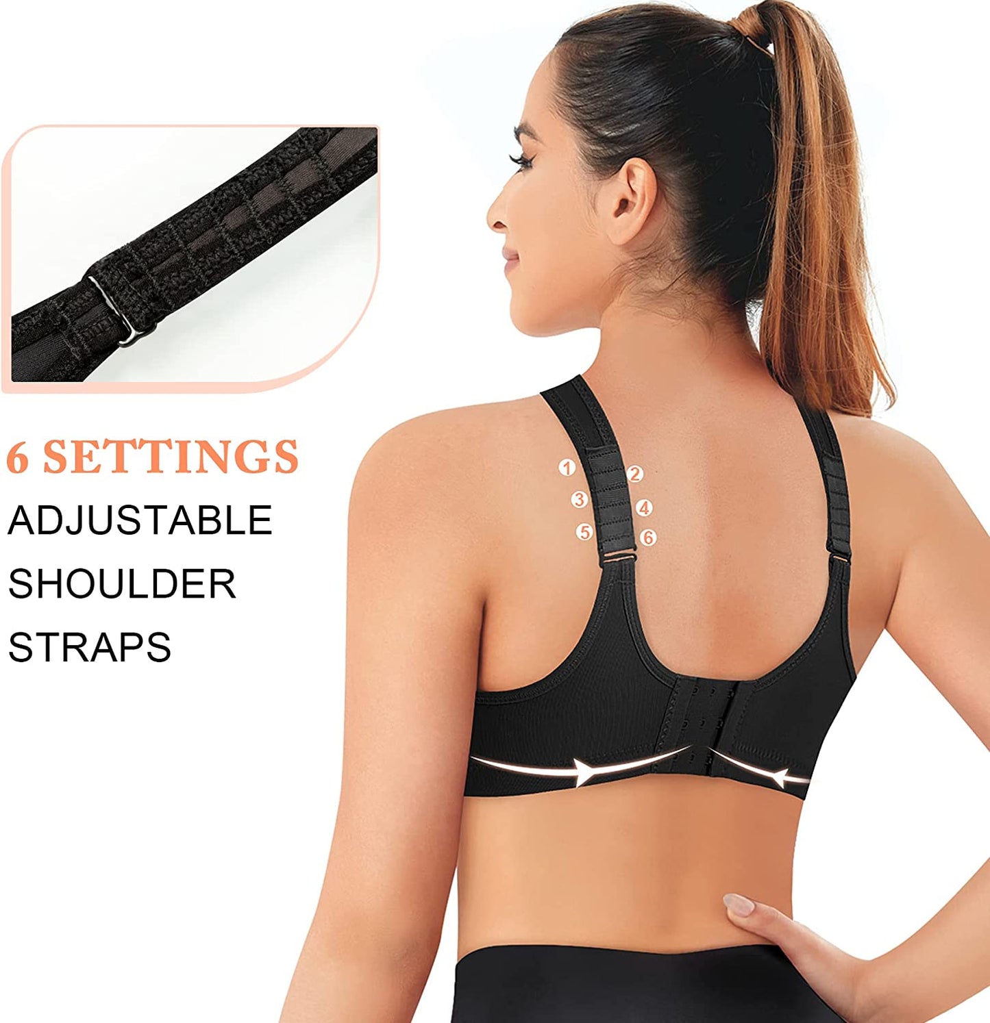 Impact Sports Bra Women Wireless Adjustable Straps Supportive Bounce Control Girls Gym Workout 